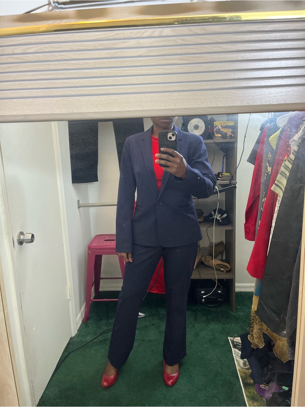 Express Navy Women's Two-Piece Blazer and Pant Suit - Classic Navy